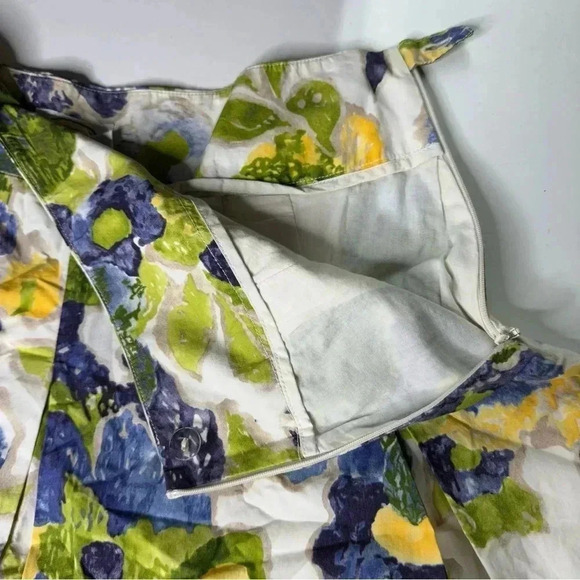 Talbots Woman’s Floral Pleated Skirt 12P Blue White Yellow Lined Side Zip Close - Picture 6 of 10